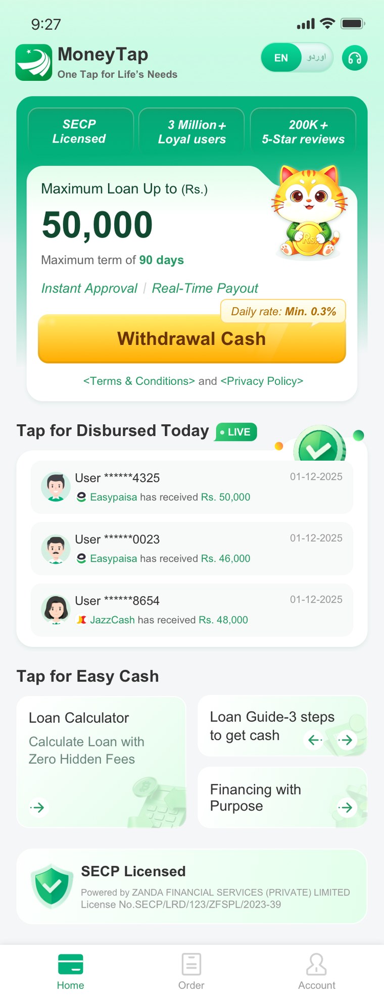 The redesigned MoneyTap app, featuring Tappu
